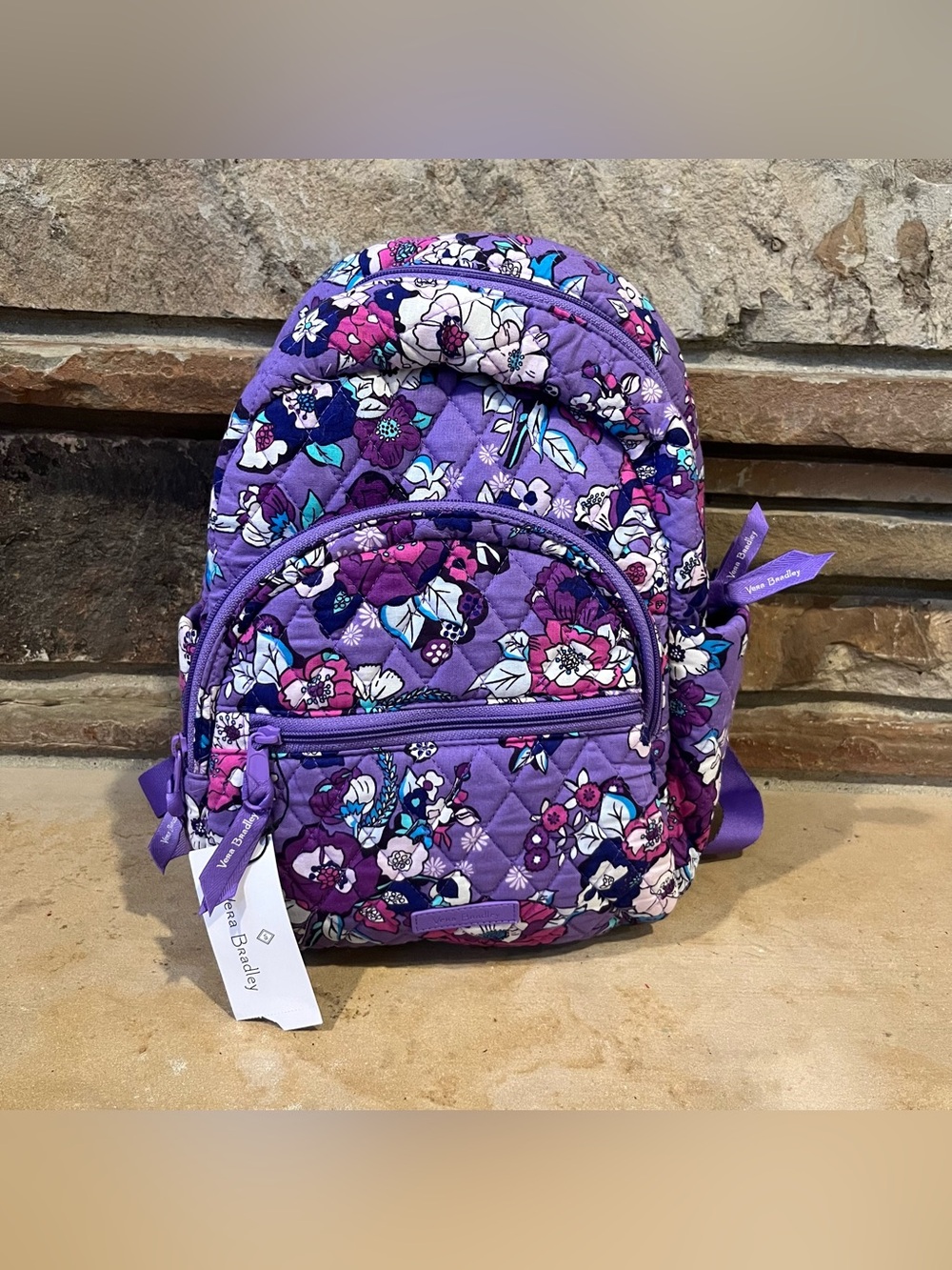 Vera Bradley Purple Floral Quilted Small Backpack